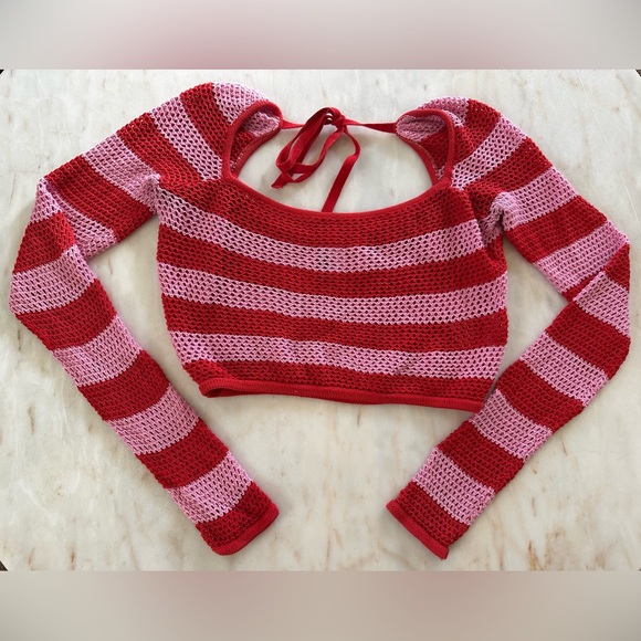 H&M Sweaters - H&M Red and Pink Crochet Top